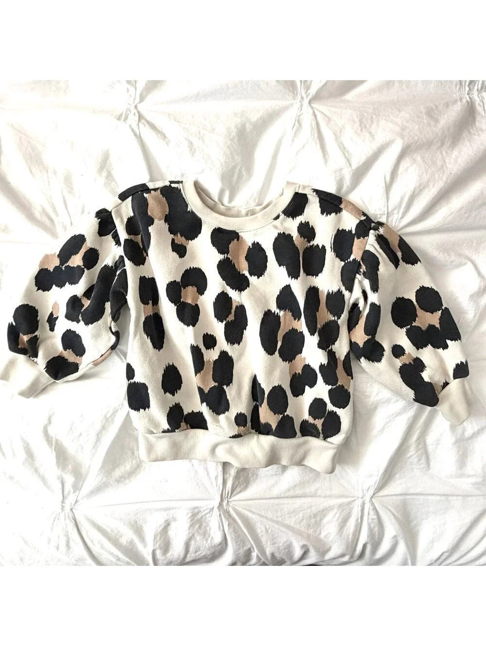 Baby Gap Animal Print Puff Sleeve Pullover Sweatshirt